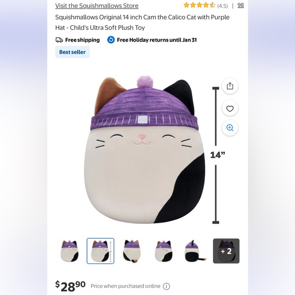Squishmallows 14-inch Cam the Calico Cat - Picture 4 of 4
